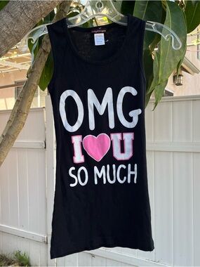 Grumpy & Gorgeous “OMG I 🩷U SO MUCH” Graphic Black Ribbed Tank Top.